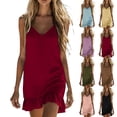 thumbnail image 1 of Summer Dresses For Women Cotton And Linen Long Dress V-neck With Thin Shoulder Straps Suspender Skirt Coverup Summer Dresses, 1 of 8