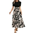 thumbnail image 1 of Summer Dresses For Women Floral Print Wrap Short Sleeve Maxi Dress Ruffle A Line Dress A-Khaki, 1 of 8