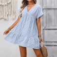 thumbnail image 1 of Summer Dresses For Women Plus Size Casual V-Neck Short Sleeve Mini Blue Women's Summer Flowy Maxi Dress S-XL, 1 of 5
