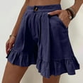 thumbnail image 1 of Summer Dresses For Women'S Solid Color Wide Leg Ruffle Loose High Waist Shorts Pants, 1 of 6