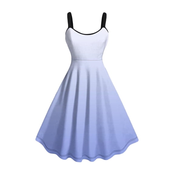Summer Dresses For Women Sevevn Woman Summer Fashion Casual Gradient Printing Sleeveless Strappy Dress Casual Dresses For Women