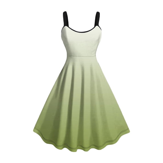 Summer Dresses For Women Sevevn Woman Summer Fashion Casual Gradient Printing Sleeveless Strappy Dress Casual Dresses For Women