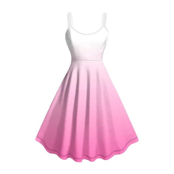 Summer Dresses For Women Sevevn Woman Summer Fashion Casual Gradient Printing Sleeveless Strappy Dress Casual Dresses For Women
