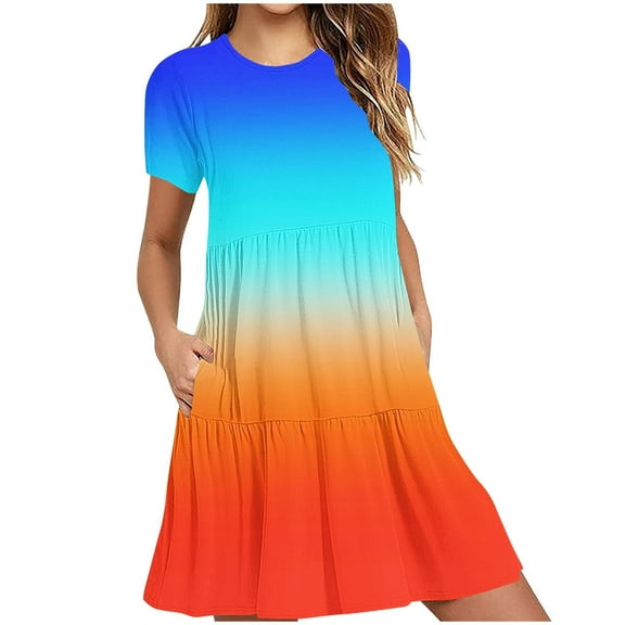 Summer Dresses For Women Sevevn Women's Summer Casual Short Sleeve T Shirt Dress Tiered Mini Dresses With Pockets