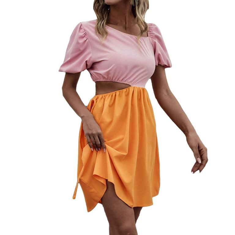 Summer Dresses For Women Slant Neck Short Sleeved Skirt Long Sleeve Shirt  Petite Maxi Party Dress