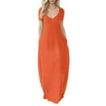 thumbnail image 1 of Summer Dresses For Women Solid Color V Neck Short Sleeve Casual Plus Size Maxi Dress Outwear,Orange,XXXXXL, 1 of 4
