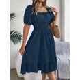 thumbnail image 1 of Summer Dresses For Women Women'S Casual A-Line Square Neck Puff Sleeve Dress Hem High Waist Midi Fitted Dress Holiday Dress, 1 of 5