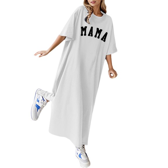 Summer Dresses, Formal Dresses for Women,Women's Summer Casual Loose Fit Floral Print Short Sleeve T-Shirt Dress Comfortable Breathable Stylish Long Dress