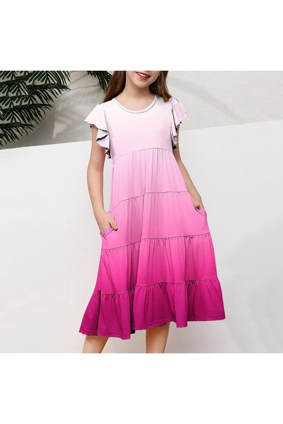 Summer Dresses for Girls 14-15 Years Tie Dye Clothes for Girls Summer Spring Dresses for Girls A Line Dresses for Kids Summer Spring Dresses for Girls Hot Pink