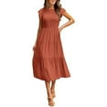 thumbnail image 1 of Summer Dresses Ndbuld Women's Bohemian Short Sleeve Long Beach Sun Dresses Solid Maxi Dress Rollbacks Orange XL, 1 of 5