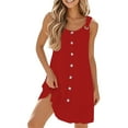 thumbnail image 1 of Summer Dresses, Sleeveless Button Down Boho Pleated Midi Dress 2025 Casual Elegant Church Wedding Guest Dress For Beach & Easter Parties Cotton Cocktail Outfit Dress Sweater (XXL, Red) ZMTing, 1 of 2
