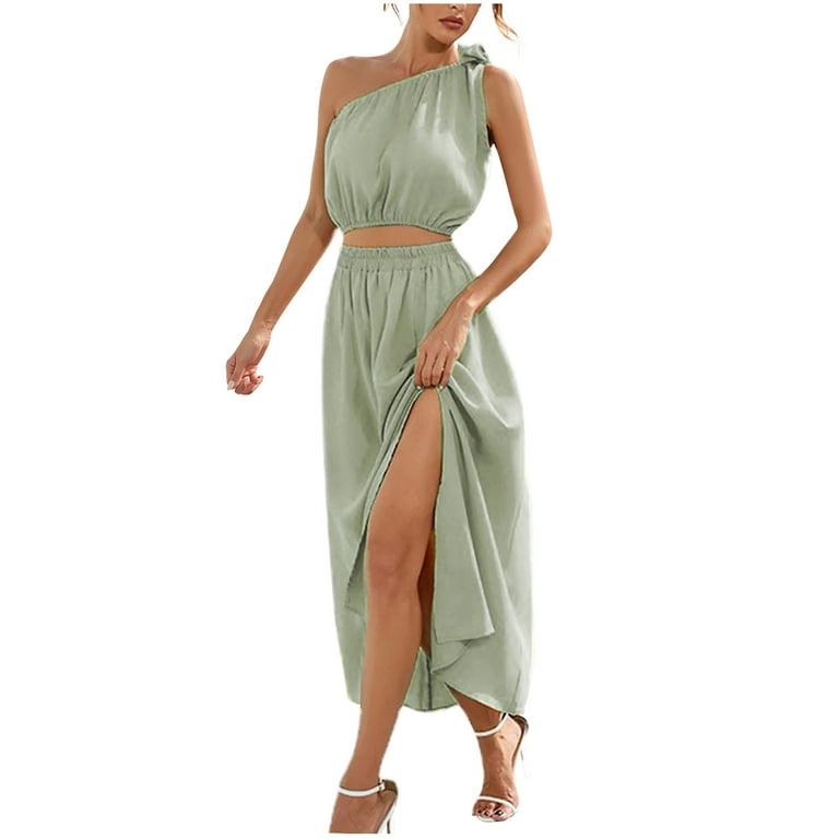 Summer Dresses for Women 2023 Sleeveless Solid Color Dress One
