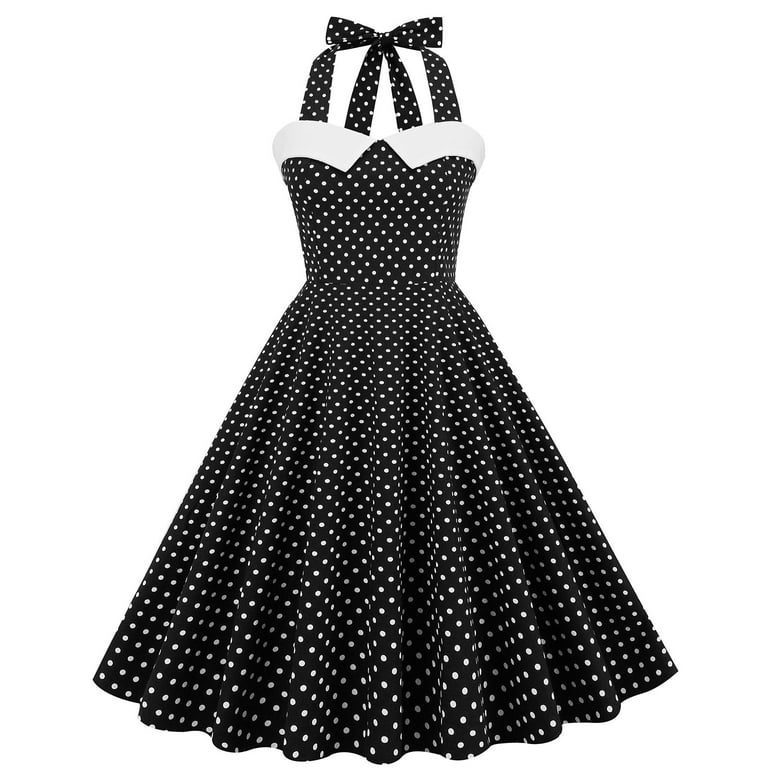 Summer Dresses for Women 2023 Sleeveless Solid Color Polka Dot Dress Square  Neck Midi Fit And Flare Y2K Fashion Retro Vintage Beach Seaside Homecoming 