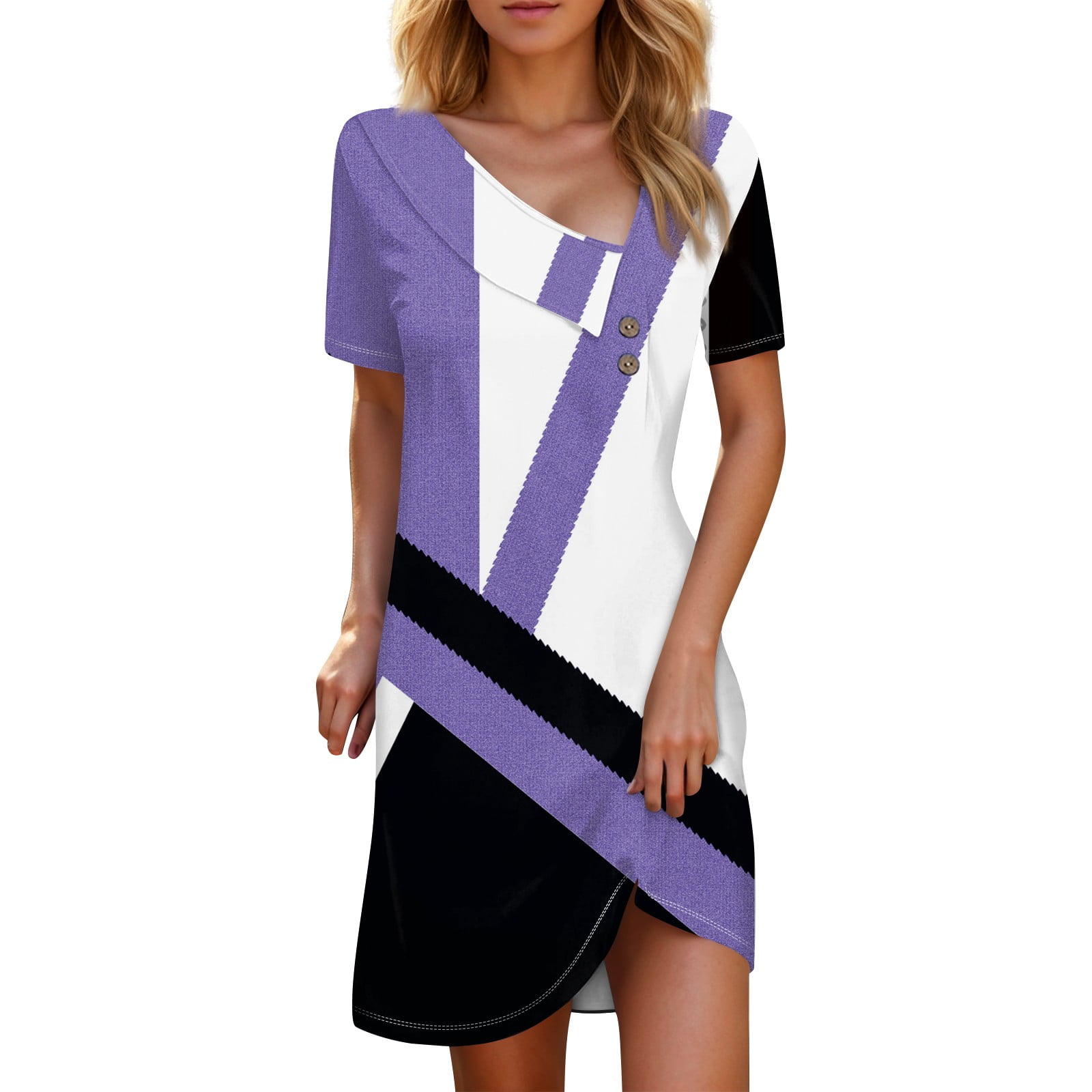 Summer Dresses for Women 2024 Button Down Loose Fit Boho Floral Print