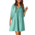 thumbnail image 1 of Summer Dresses for Women 2024 Casual Half Sleeve V-Neck Flowy Mini Dress Loose Soft Floral Printed Shift DressWQ-fyc0522omi Ladies Summer Cute Short Dresses Nightdress Going Out Dress, 1 of 6