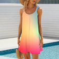 thumbnail image 1 of Summer Dresses for Women 2025 Casual Plus Size, Sexy Summer Floral Printed Mini Dress Trendy Ruched Flowy Tie Dyeing Gradient Floral Swing Beach Dress Spaghetti Strap Sleeveless Tank Sun Dress, 1 of 6