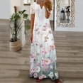 thumbnail image 1 of Summer Dresses for Women 2024 Cute Natural Womens Summer Dress Casual Loose Short Womens Summer Dresses,Women's Spring Summer Dresses 2023 Casual Resort Dress V Neck Print Lace Paneled ,Purple,M, 1 of 6