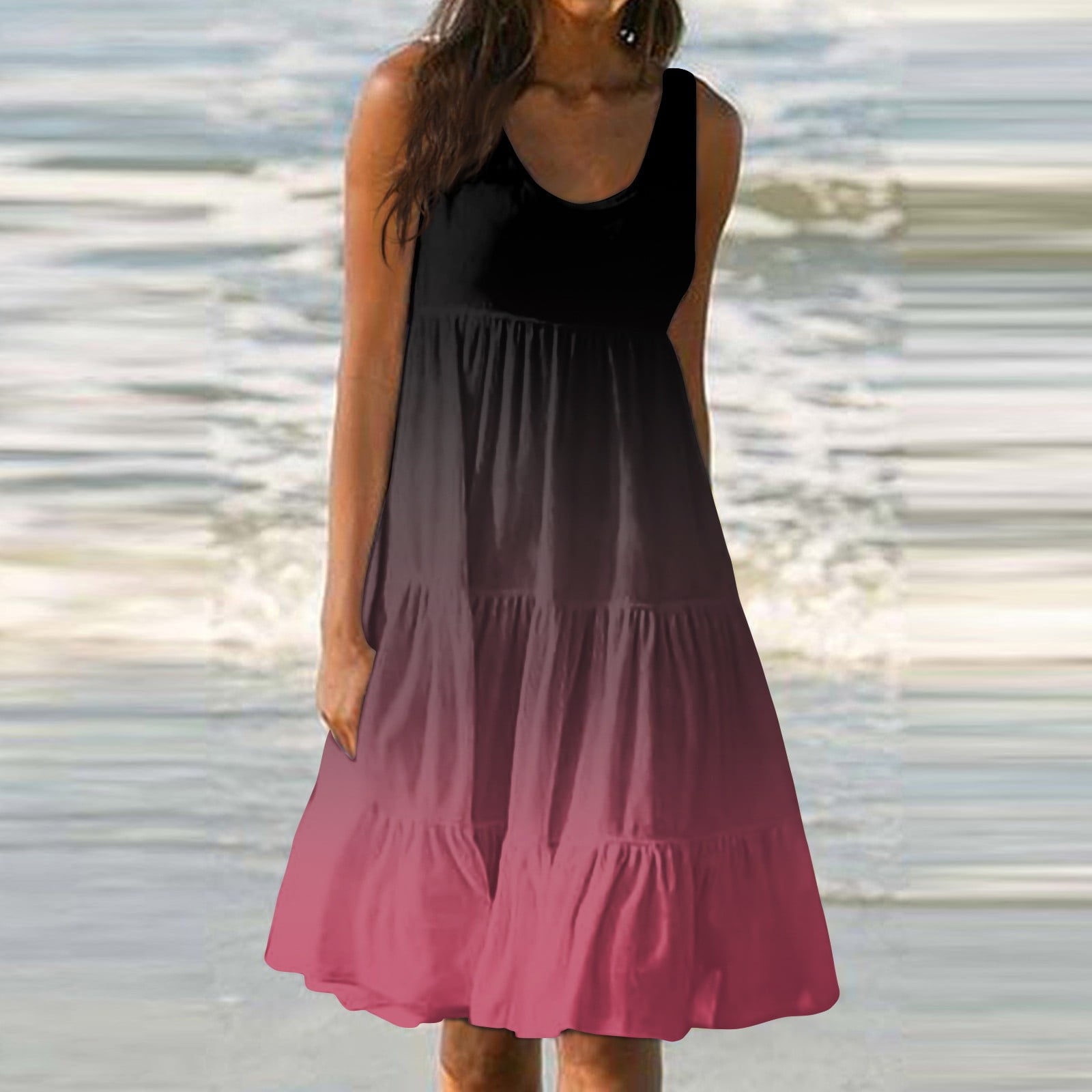 Summer Dresses for Women 2024 Summer Fashion Sleeveless Printed Loose