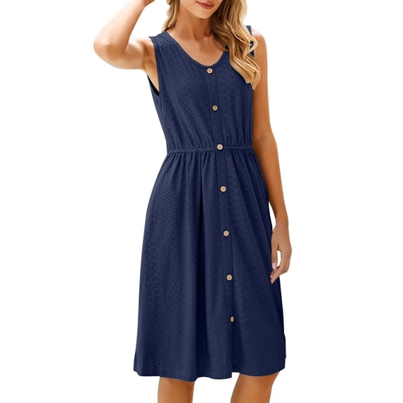 Dresses for Women Eyelet Hollow-Out Mini Tank Dresses U Neck Short Sleeve Shirts Sundress Beach Party Dress Belt Sundress Bussiness Work Office Dressess