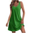 thumbnail image 1 of Summer Dresses for Women 2025 Vacation Casual V Neck Sleeveless Tank Sundress Boho Floral T Shirt Dress with Pockets, Limited Time Offer, Under 10 Dollars, 1 of 6