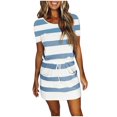 thumbnail image 1 of Summer Dresses for Women 2025 Vacation Dress Casual Beach Sundress Tie Front A-Line Double Layer Hem Mini Dresses, 2025 Under 10 Dollar Limited Time, 1 of 4