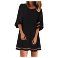 thumbnail image 1 of Summer Dresses for Women, Casual Summer Dresses for Women,Women's A-line Mesh Tunic Dress Casual Loose Fit Crewneck Patchwork 3/4 Sleeve Flowy Comfortable Summer Outfit, 1 of 4