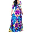 thumbnail image 1 of Summer Dresses for Women Casual, Women's Floral Print Plain Maxi Dresses Plus Size Loose Casual Long Dresses 3/4 Sleeve Deep V Neck Floor-Length Dresses, 1 of 8