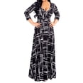 thumbnail image 1 of Summer Dresses for Women Casual, Women's Floral Print Plain Maxi Dresses Plus Size Loose Casual Long Dresses 3/4 Sleeve Deep V Neck Floor-Length Dresses, 1 of 8