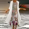 thumbnail image 1 of Summer Dresses for Women Casual, Womens Plus Size Summer Dresses Flowy Floral Print Two-Piece Set Dress Crewneck Sleeveles Dress Cadigan for Wedding Guest, 1 of 6