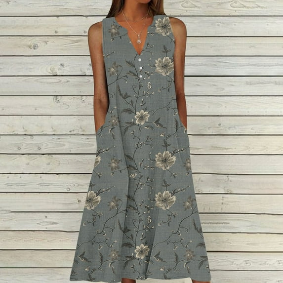 Summer Dresses for Women Clearance Under $10,Sriper ,Fashion Solid V Neck Short Sleeve Maxi T Shirt Sleeveless Tank Dress formal,Vestidos Sencillos Para Mujer,Multicolor 5X