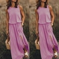 thumbnail image 1 of Summer Dresses for Women under $10! Xqxayjr Ladies Summer Casual Long Dresses Loose Flowy Fit Side Slit Maxi Beach Vacation Dress Sleeveless Elastic High Waisted Round Neck Church Dresses, 1 of 7