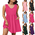 thumbnail image 1 of Summer Dresses for Women Plus Size V-Neck Dress Summer Solid Color Sleeveless Women'Beach Party Loose-Fit Casual Swing Dress Hot Pink Loose-Fit Casual Swing Mini Dress With Pockets, 1 of 8