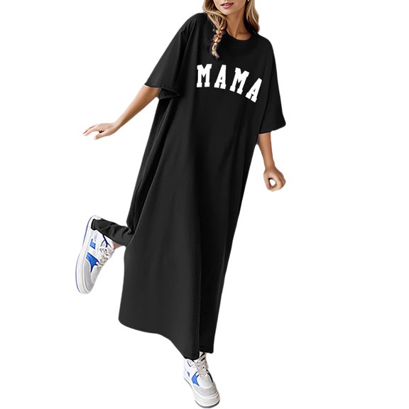 Summer Dresses, Women'S Dresses,Women's Summer Casual Loose Fit Floral Print Short Sleeve T-Shirt Dress Comfortable Breathable Stylish Long Dress