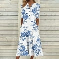 thumbnail image 1 of Summer Dresses for Women Sawvnm Women Fashion Summer Spring V-Neck Short Sleeve Printing Pocket Buttons Casual Loose Mid-Calf Dress Mother's Day Gift for Women Girls, 1 of 5