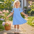thumbnail image 1 of Summer Dresses for Girls 3-12 Years Toddlers Kids Cute Polka Dot Printed Short Sleeve Crewneck Loose Pullover Hiking Midi Dress, 1 of 8