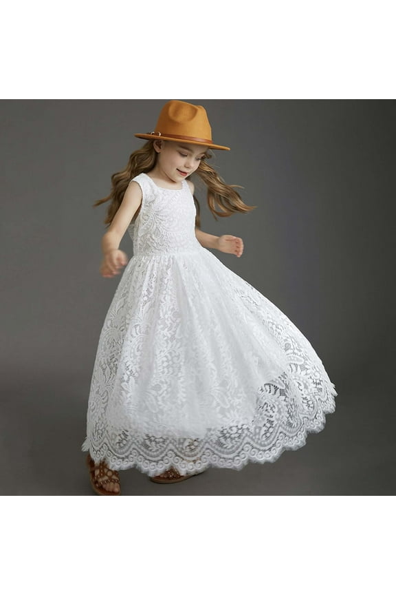 Summer Dresses for Girls Casual Sleeveless White Dress for Girls Kid Dress for Teens 3-4 Years