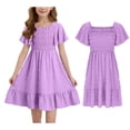 thumbnail image 1 of Summer Dresses for Girls Short Sleeve Girls Casual Dresses Smocked Embroidered Girls Beach Dress Girl Dresses Size 6-7 Years, 1 of 8