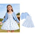 thumbnail image 1 of Summer Dresses for Girls Spaghetti Strap Butterfly Print Midi Dress and Cardigan Cute Sets Girl Clothes Size 9-10 Years, 1 of 9