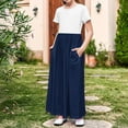 thumbnail image 1 of Summer Dresses for Girls with Pockets 4-14 Years Teens Kids Casual Color-Block Short Sleeve Crewneck Pullover A-Line Long Maxi Dress, 1 of 8