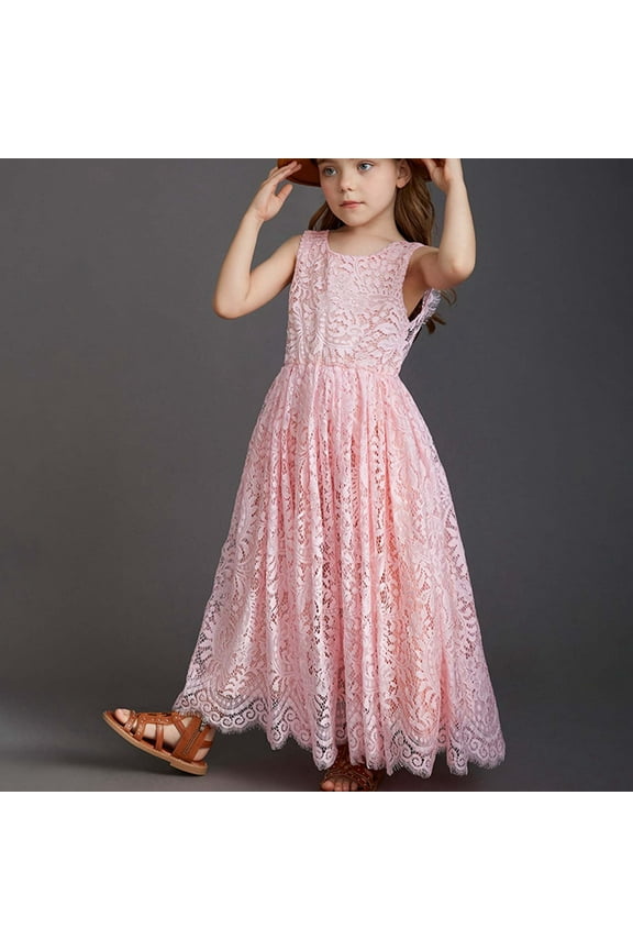 Summer Dresses for Teen Girls Elegant Sleeveless Pink Dress for Girls Swing Flowy Dresses Dresses for Girls 5-6 Years