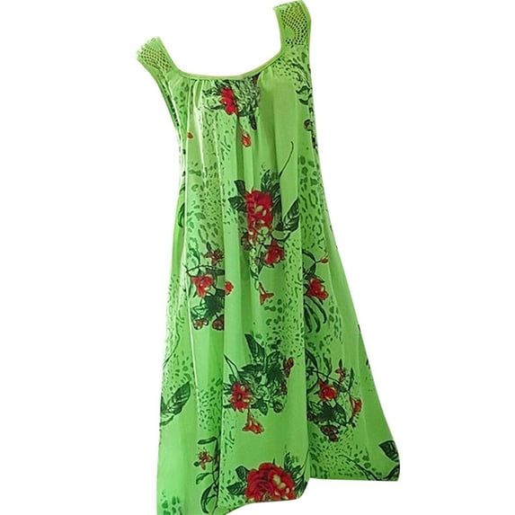 Summer Dresses for Women 2022, Floral Sleepwear Dress Square Neck Keyhole Sleeveless Nightdress