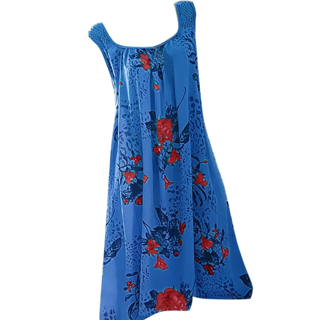 Summer Dresses for Women 2022, Floral Sleepwear Dress Square Neck ...