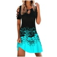 thumbnail image 1 of Summer Dresses for Women 2022, Women Summer Dresses Loose Casual Short Sleeve Hollow Out Sundress Cold Shoulder Midi Dress A Line Knee Length Dress, 1 of 5