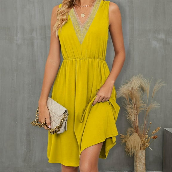 Summer Dresses for Women 2024 Plus Size Fashion Short Sleeve V-Neck Solid Color Pocket Makings Dress Womens plus $15 & under