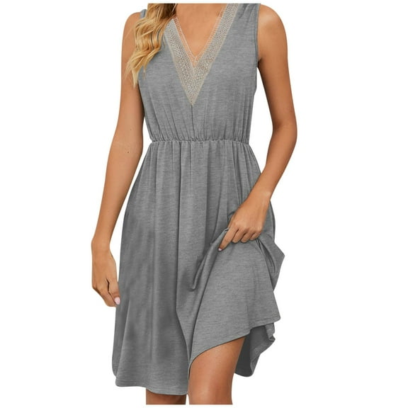 Summer Dresses for Women 2024 Plus Size Fashion Short Sleeve V-Neck Solid Color Pocket Makings Dress Womens plus $15 & under