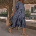 thumbnail image 1 of Summer Dresses for Women 2024 Short Sleeve 0-Neck Casual Loose Plus Size Plaid Dress, 1 of 3