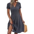 thumbnail image 1 of Summer Dresses for Women 2024 Short Sleeve V Neck Wrap Dress Casual Midi Sundresses, 1 of 6