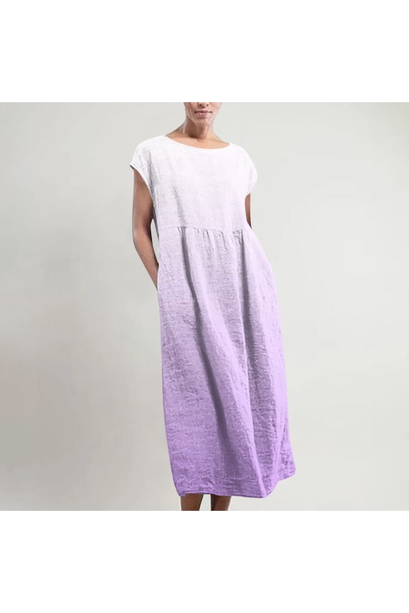 Summer Dresses for Women 2024 Sleeveless Maxi Pockets Linen Loose Baggy Kaftan Long Dress