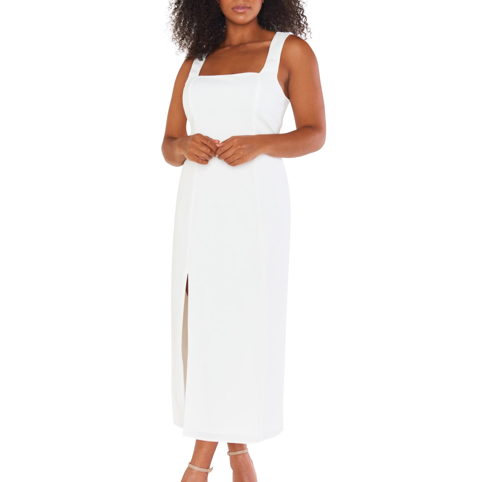Summer Dresses for Women 2024 Solid Wedding Square Neck Medium Length
