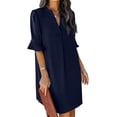 thumbnail image 1 of Summer Dresses for Women 2024 V Neck Ruffle Short Sleeve Shift Dress, 1 of 6